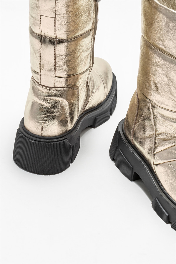Gold deri kadın bot, günlük kullanım için - Elle Shoes