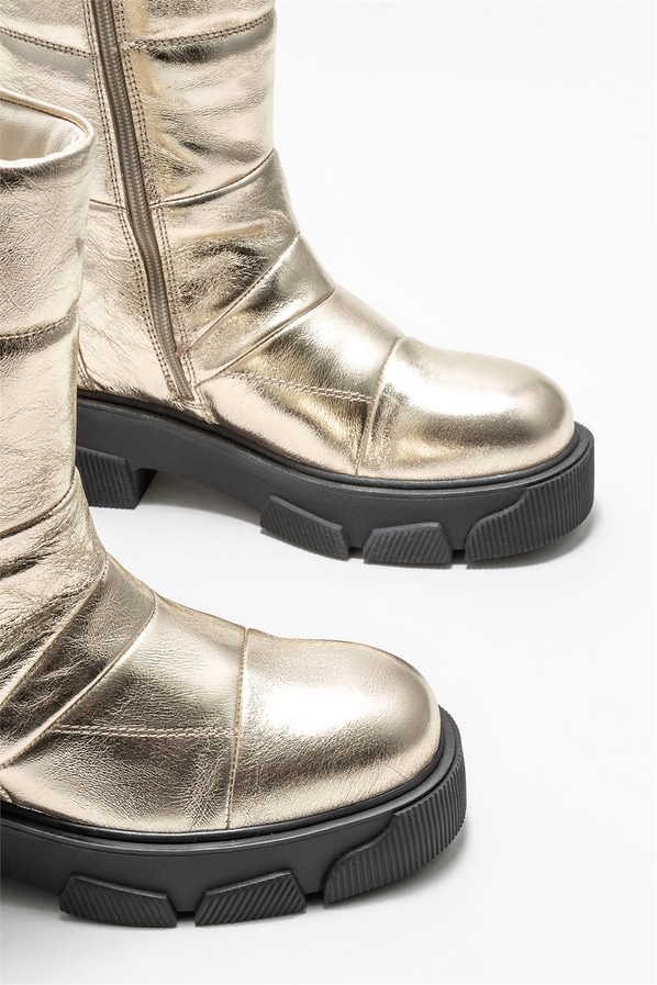 Gold deri kadın bot, günlük kullanım için - Elle Shoes