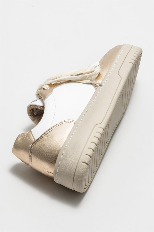 Gold deri kadın sneaker - Elle Shoes