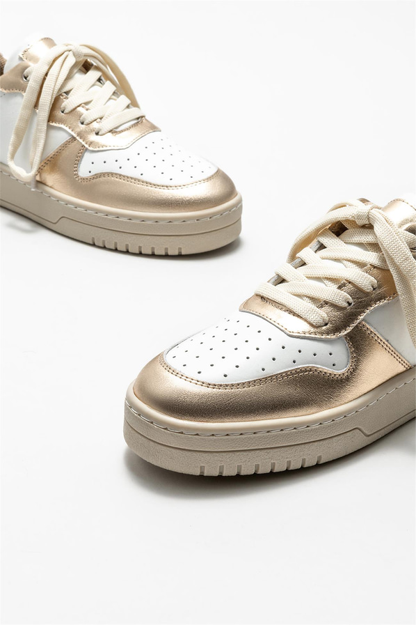 Gold deri kadın sneaker - Elle Shoes