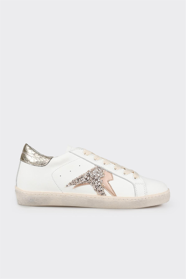 Gold deri kadın sneaker - Elle Shoes