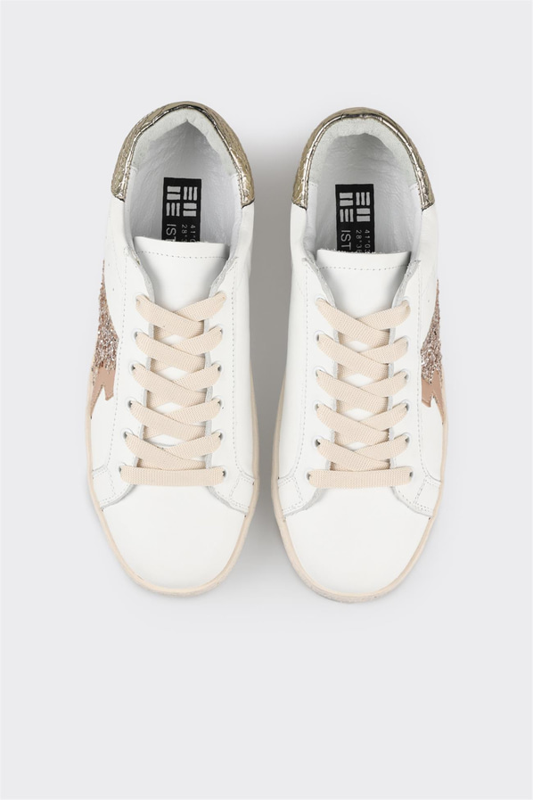 Gold deri kadın sneaker - Elle Shoes