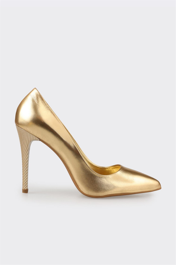 Gold Deri Kadın Stiletto
