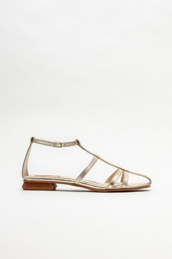 Gold düz kadın sandalet - Elle Shoes