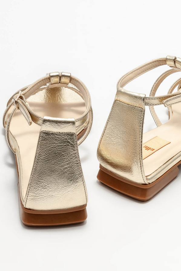 Gold düz kadın sandalet - Elle Shoes