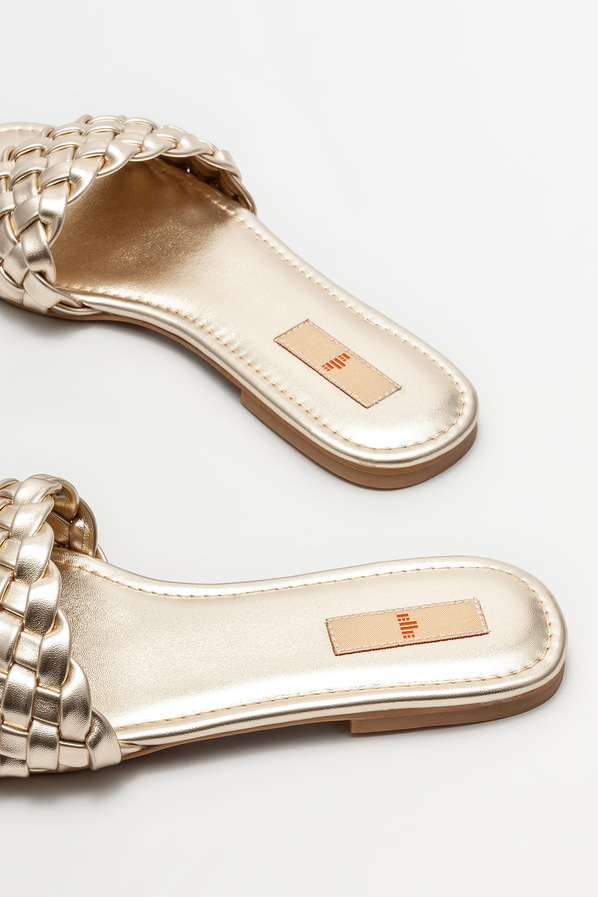 Gold düz kadın terlik - Elle Shoes