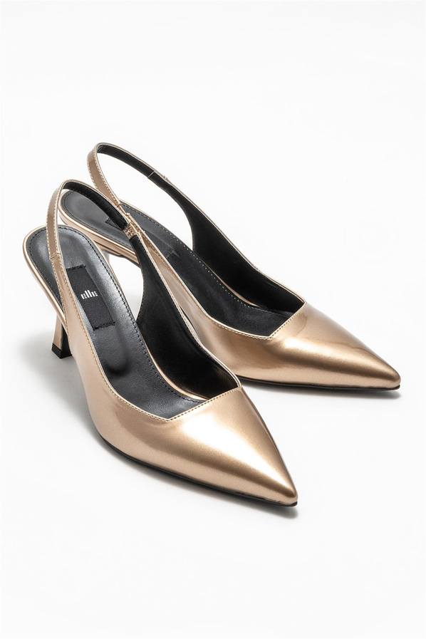 Gold topuklu kadın ayakkabı - Elle Shoes
