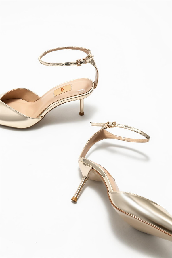 Gold topuklu kadın ayakkabı - Elle Shoes