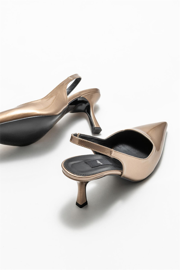 Gold topuklu kadın ayakkabı - Elle Shoes