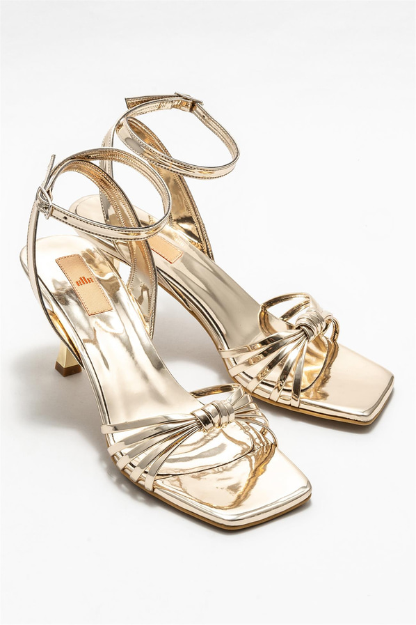 Gold topuklu kadın sandalet - Elle Shoes