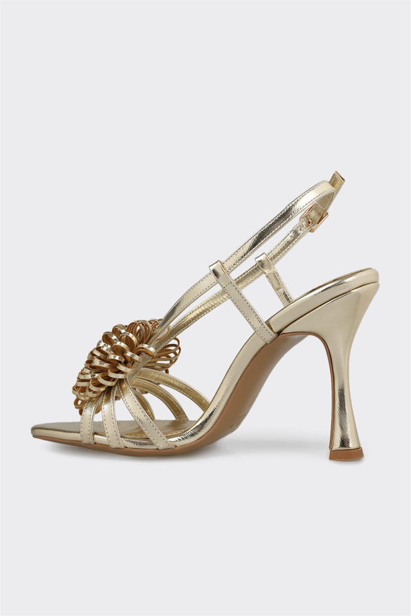 Gold topuklu kadın sandalet - Elle Shoes