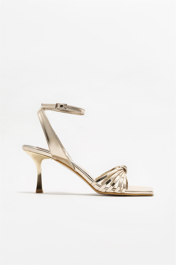 Gold topuklu kadın sandalet - Elle Shoes