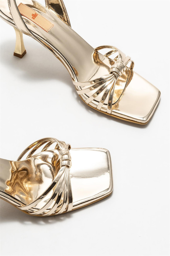 Gold topuklu kadın sandalet - Elle Shoes