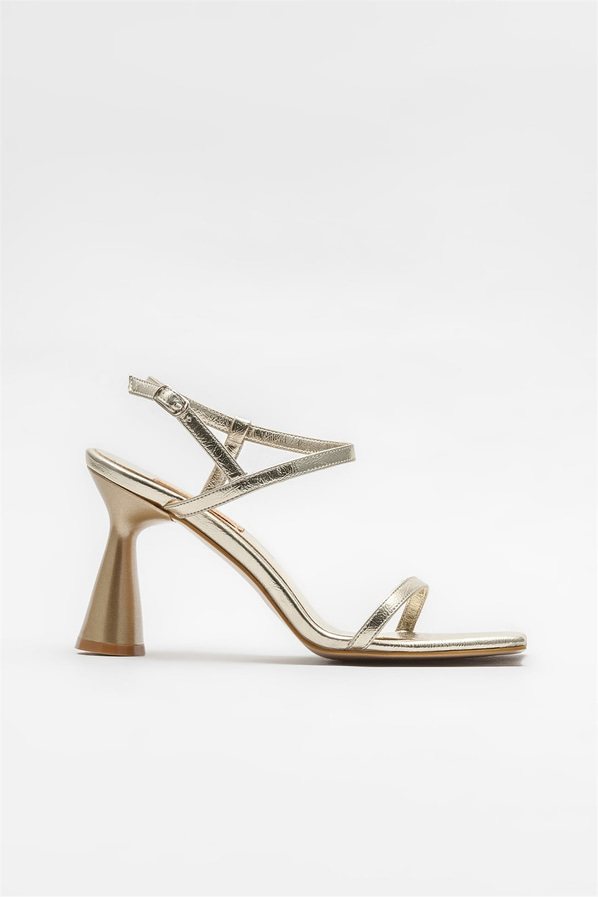 Gold topuklu kadın sandalet - Elle Shoes