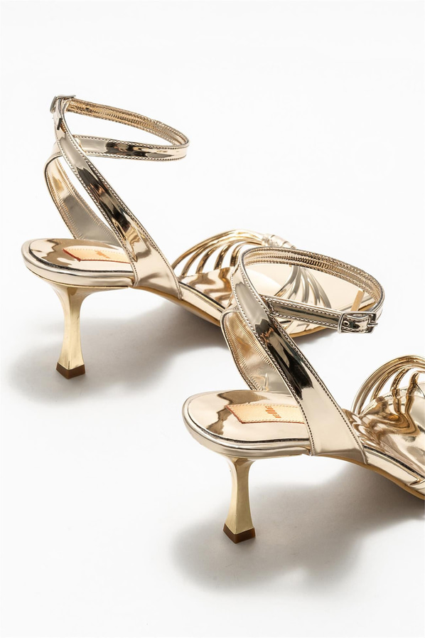 Gold topuklu kadın sandalet - Elle Shoes