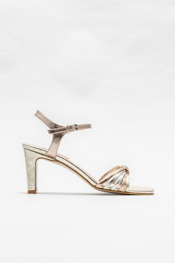 Gold topuklu kadın sandalet - Elle Shoes