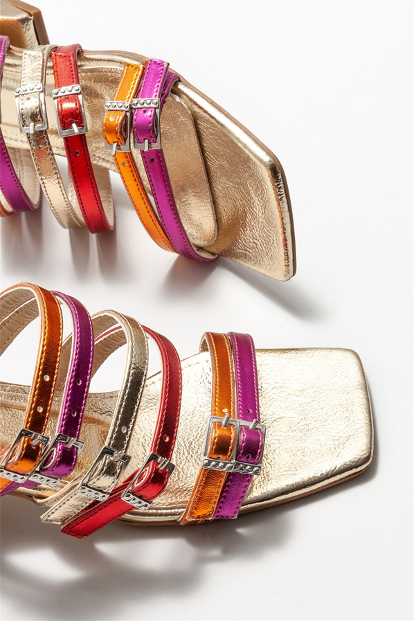 Gold topuklu kadın terlik - Elle Shoes