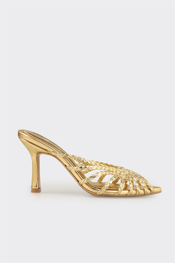 Gold topuklu kadın terlik - Elle Shoes
