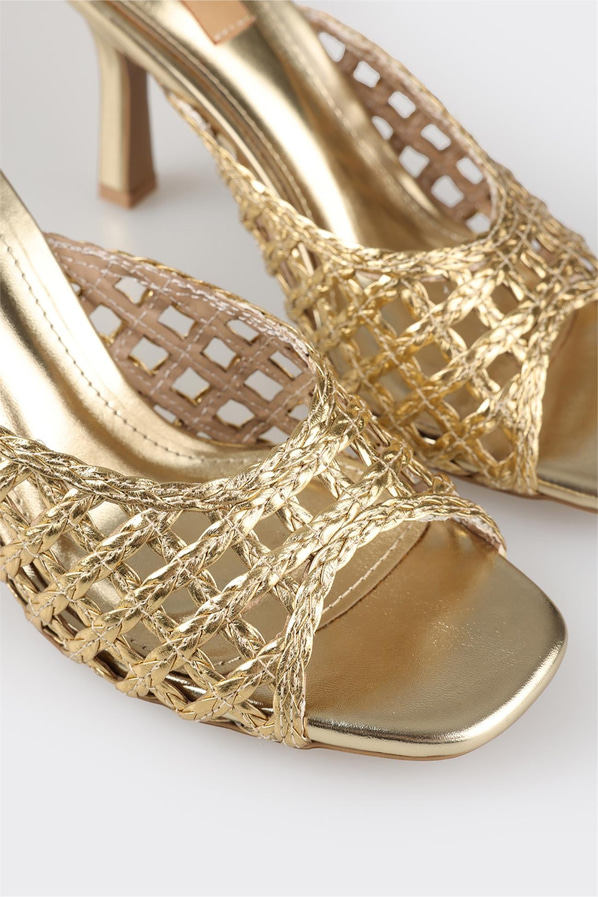 Gold topuklu kadın terlik - Elle Shoes