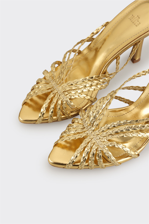 Gold topuklu kadın terlik - Elle Shoes
