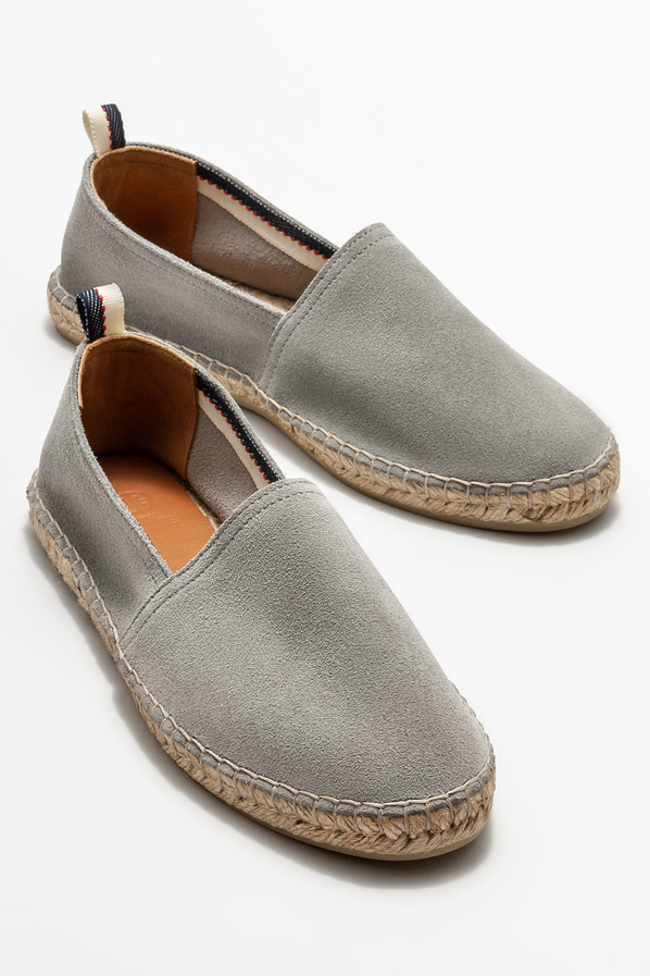 Gri deri erkek espadril - Elle Shoes