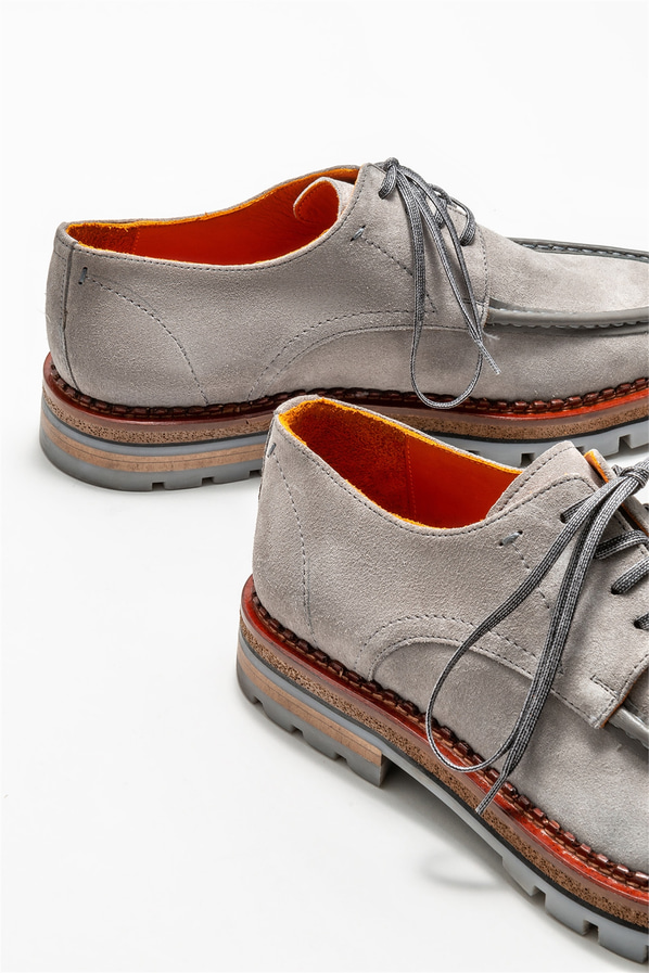Gri deri erkek günlük ayakkabı, günlük kullanım için - Elle Shoes