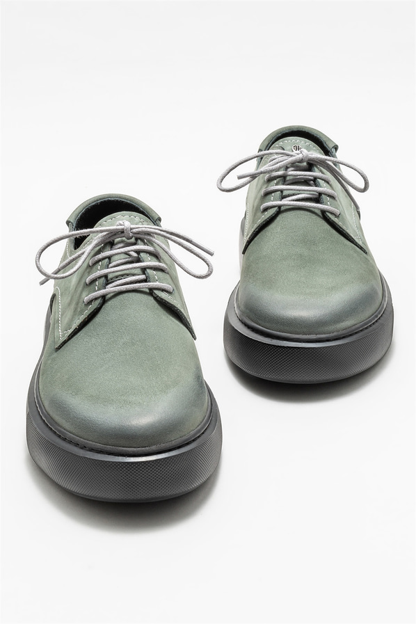 Gri deri erkek günlük ayakkabı, günlük kullanım için - Elle Shoes