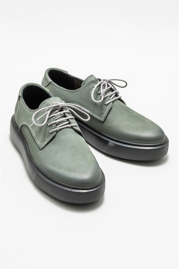 Gri deri erkek günlük ayakkabı, günlük kullanım için - Elle Shoes