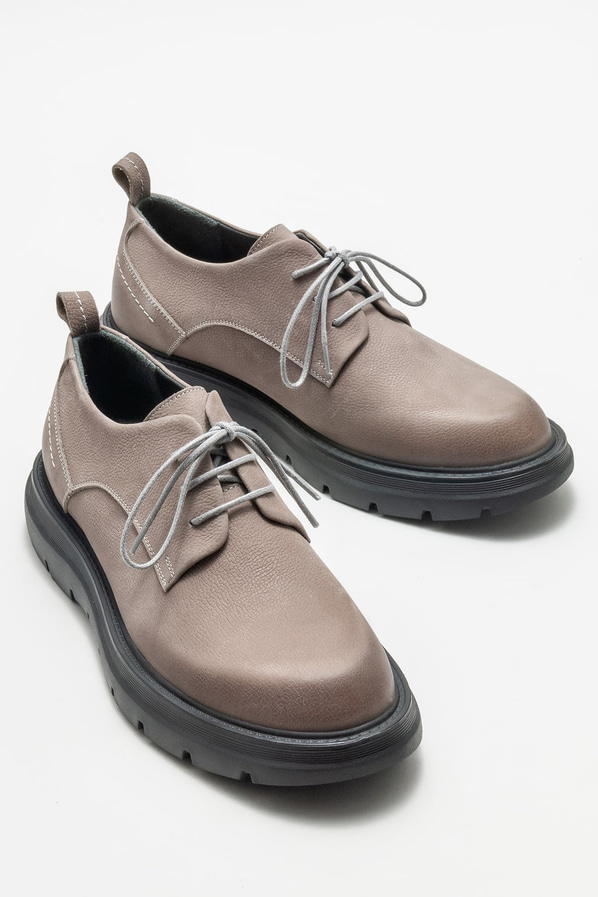 Gri deri erkek günlük ayakkabı, günlük kullanım için - Elle Shoes