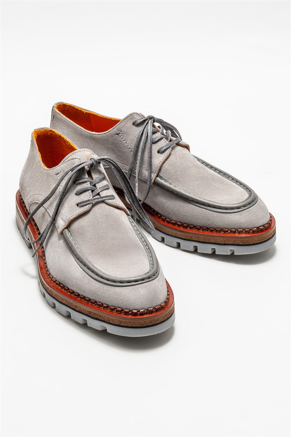 Gri deri erkek günlük ayakkabı, günlük kullanım için - Elle Shoes