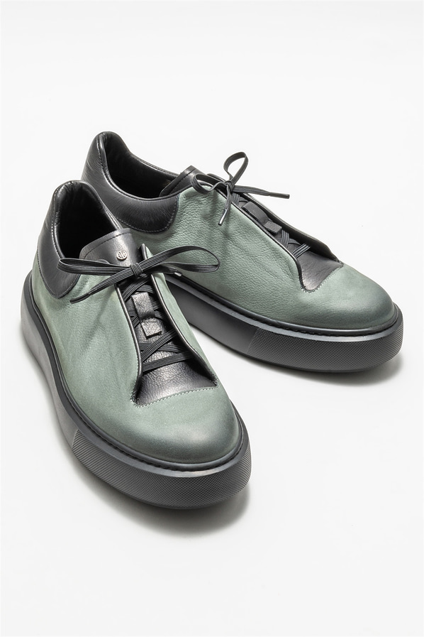 Gri deri erkek günlük ayakkabı, günlük kullanım için - Elle Shoes