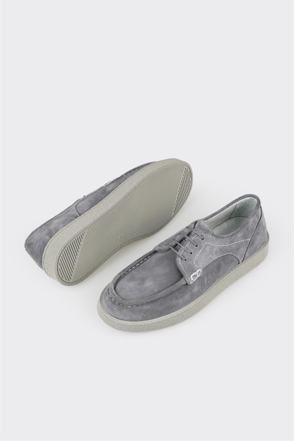 Gri deri erkek günlük ayakkabı, günlük kullanım için - Elle Shoes