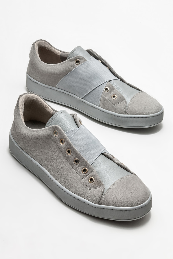 Gri deri erkek günlük ayakkabı, günlük kullanım için - Elle Shoes