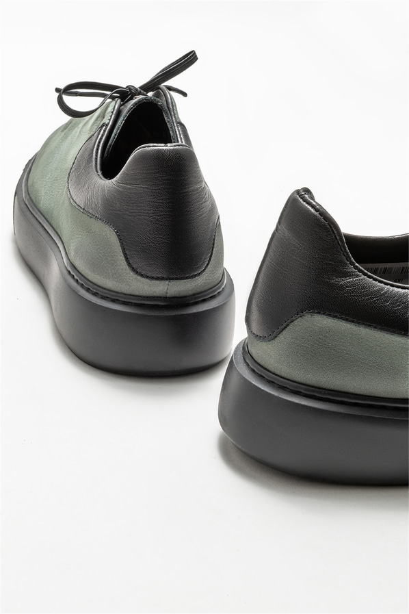 Gri deri erkek günlük ayakkabı, günlük kullanım için - Elle Shoes