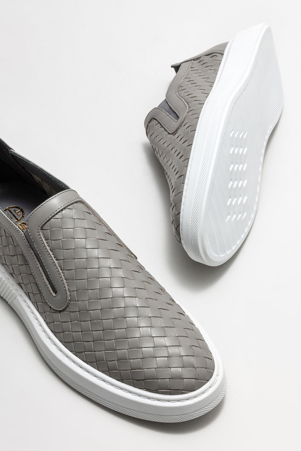 Gri deri erkek günlük ayakkabı, günlük kullanım için - Elle Shoes