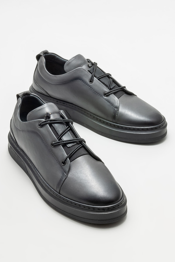 Gri deri erkek günlük ayakkabı, günlük kullanım için - Elle Shoes