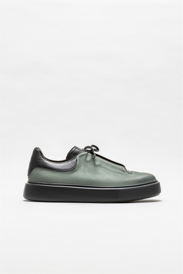 Gri deri erkek günlük ayakkabı, günlük kullanım için - Elle Shoes