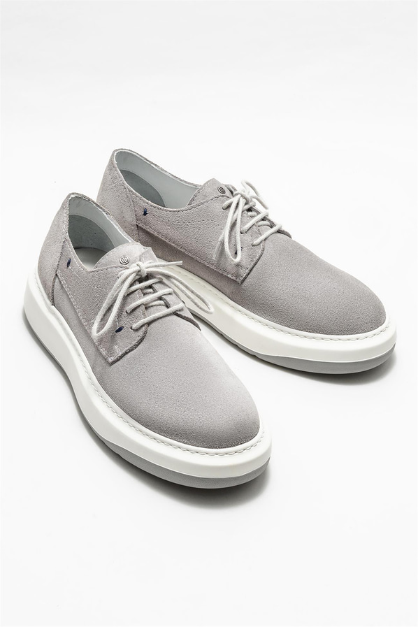 Gri deri erkek günlük ayakkabı, günlük kullanım için - Elle Shoes