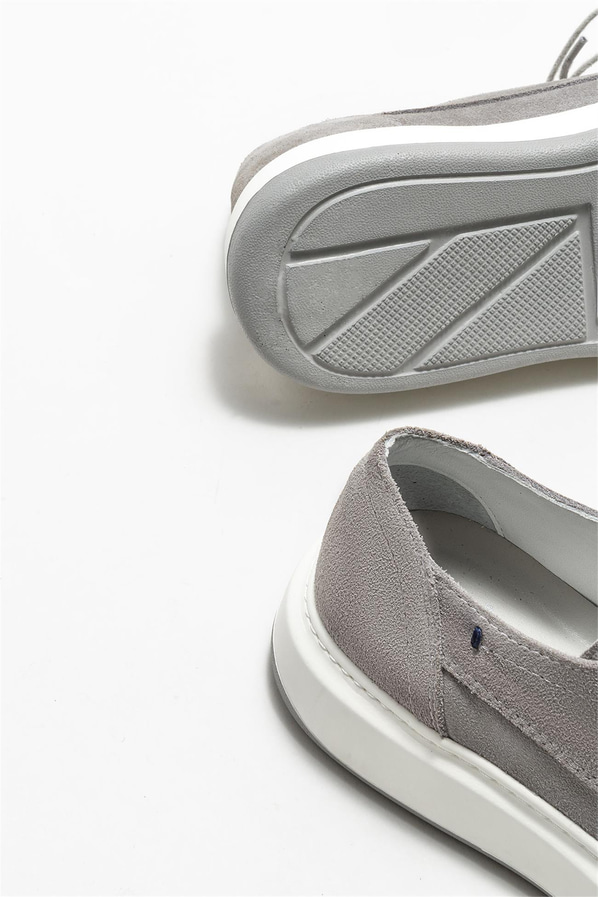 Gri deri erkek günlük ayakkabı, günlük kullanım için - Elle Shoes