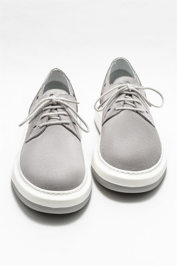 Gri deri erkek günlük ayakkabı, günlük kullanım için - Elle Shoes