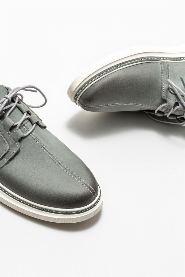Gri deri erkek günlük ayakkabı, günlük kullanım için - Elle Shoes