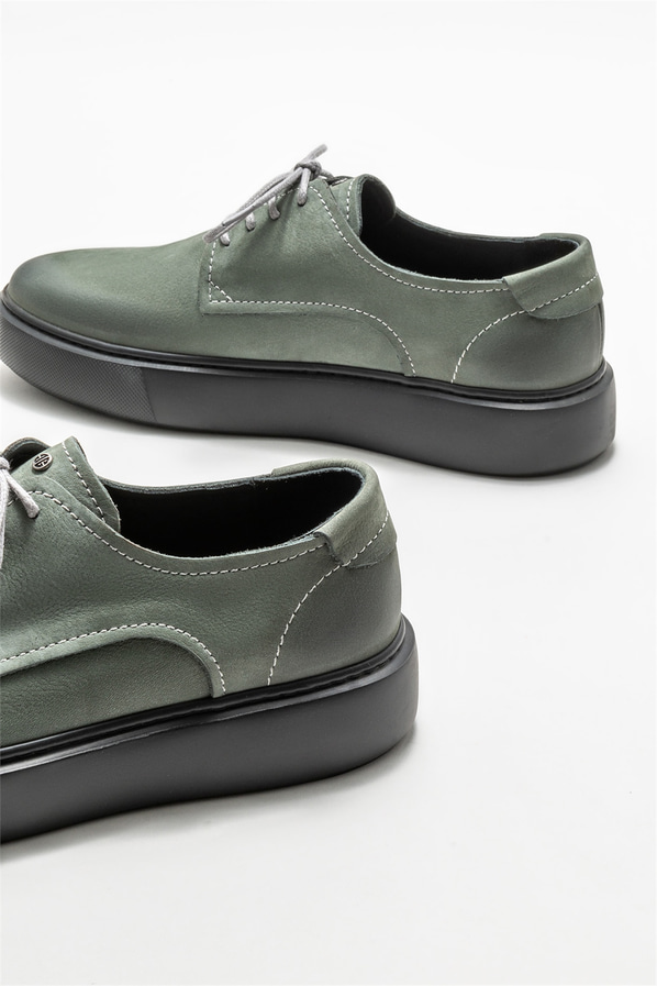 Gri deri erkek günlük ayakkabı, günlük kullanım için - Elle Shoes