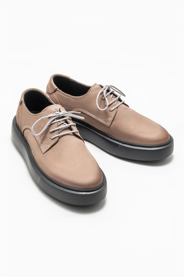 Gri deri erkek günlük ayakkabı, günlük kullanım için - Elle Shoes