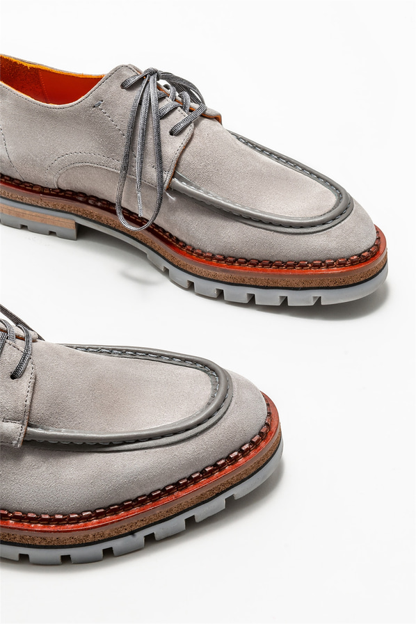 Gri deri erkek günlük ayakkabı, günlük kullanım için - Elle Shoes