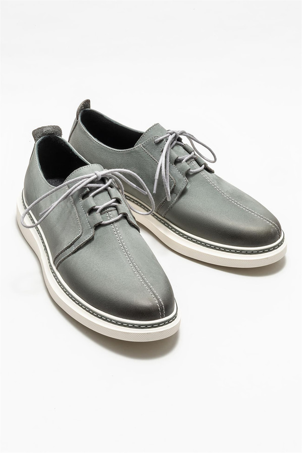 Gri deri erkek günlük ayakkabı, günlük kullanım için - Elle Shoes