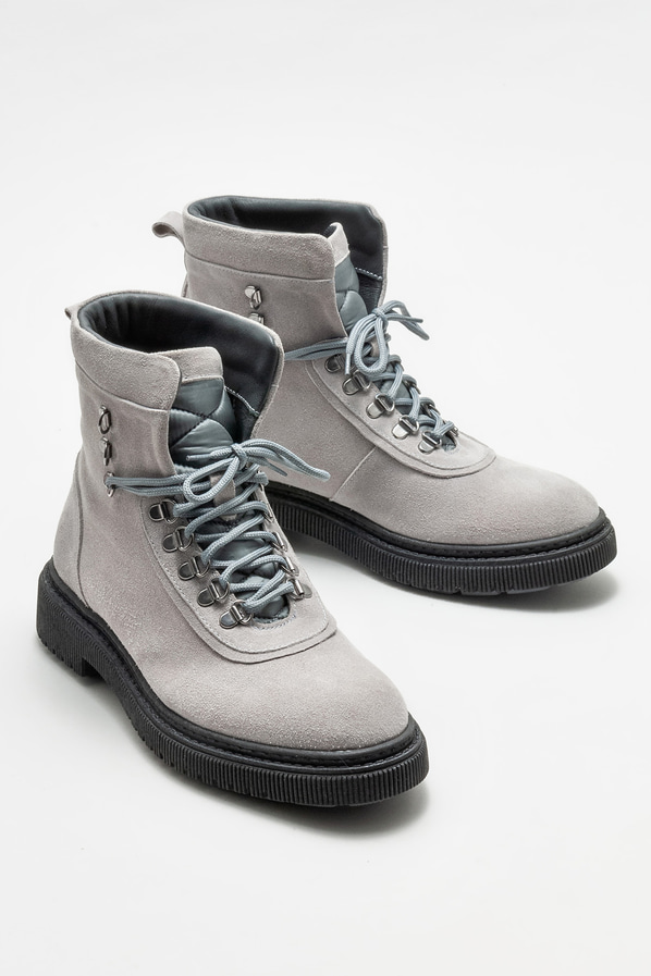 Gri deri erkek günlük bot, günlük kullanım için - Elle Shoes