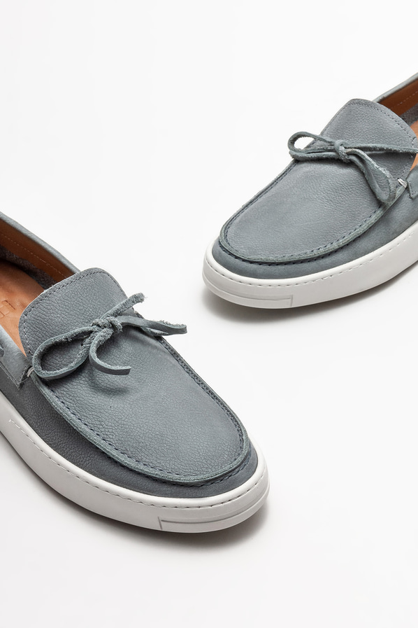 Gri deri erkek loafer, günlük kullanım için - Elle Shoes