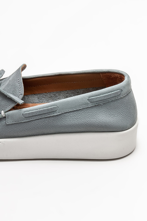 Gri deri erkek loafer, günlük kullanım için - Elle Shoes