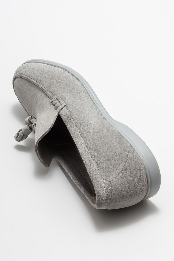 Gri deri erkek loafer, günlük kullanım için - Elle Shoes