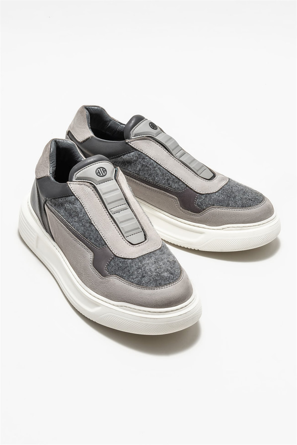 Gri deri erkek spor ayakkabı - Elle Shoes